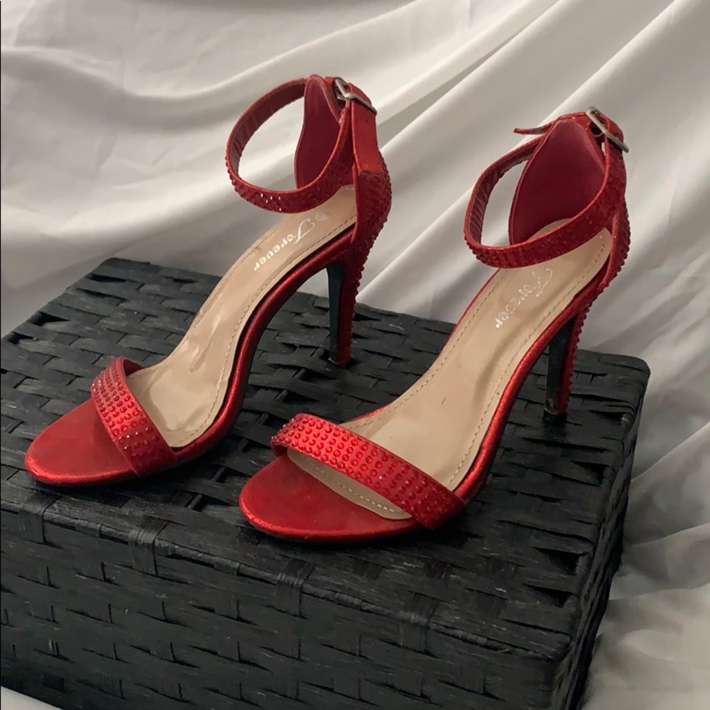Ruby Red Rhinestone high heels